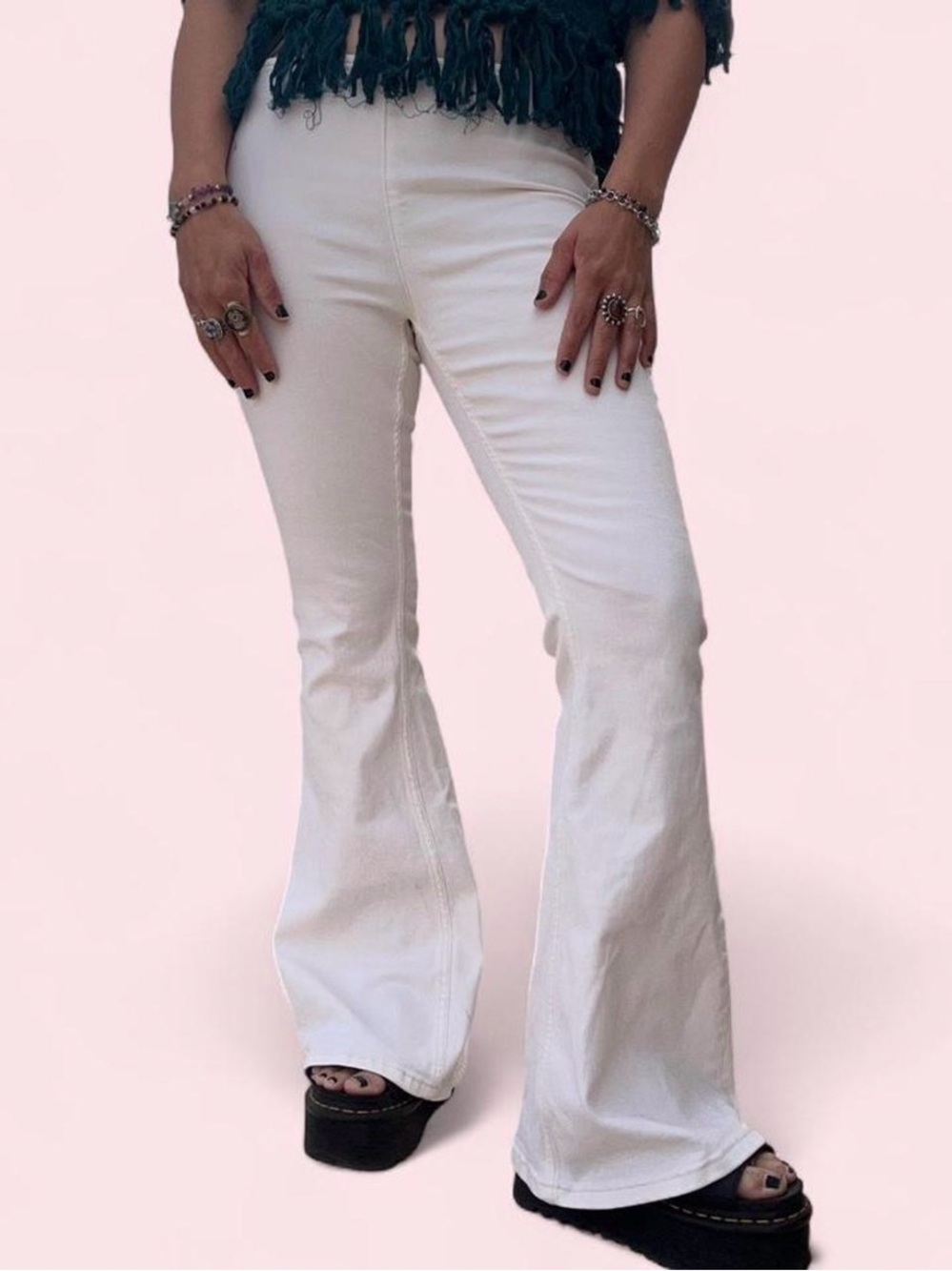 Women's High-Waist Flare Jeans in White